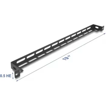 Zestaw montażowy DELOCK 67461 Czarny metal — panel L‑form do szafy rack, 19 cali 0.5U, 50 mm z mocowaniem opasek kablowych