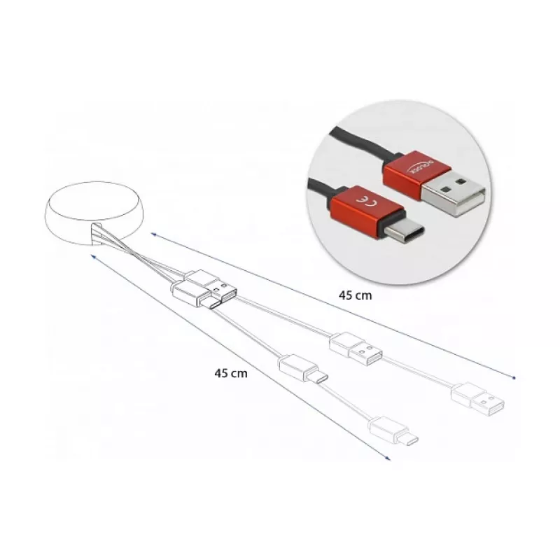 Chowany kabel DeLOCK USB 2.0 Typ-A na USB-C™ 85819