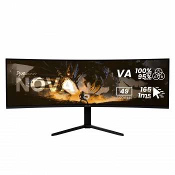 49-calowy zakrzywiony monitor LED Arozzi Nova — 5120 x 1440 Dual QHD, panel VA, 4 ms, koncentrator USB, VESA