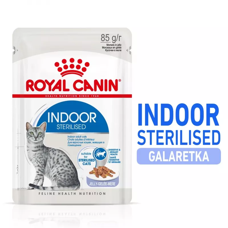 Mokra karma dla kota Royal Canin Indoor Sterilized saszetka 85 g — dorosłe koty sterylizowane przebywające w domu, smak drobiowy, opakowanie 12 x 85 g