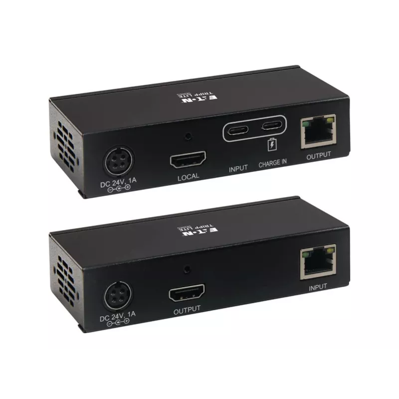Zestaw przedłużacza USB C na HDMI przez Cat6 z obsługą KVM, 4K 60Hz, 4:4:4, Nadajnik/Odbiornik, USB, PoC, HDCP 2.2, do 70 m, TAA - Rozszerzenie wideo