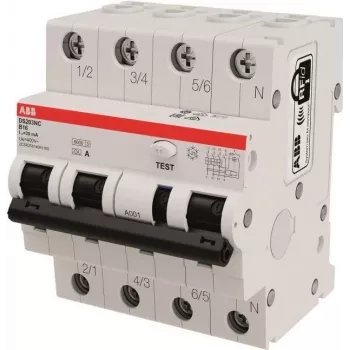 ABB RCBO Switch DS203NCA-B16/0,03 DS203NCA-B16/0,03 6kA, 3P+N, Type A, B 1 (2CSR256140R1165)