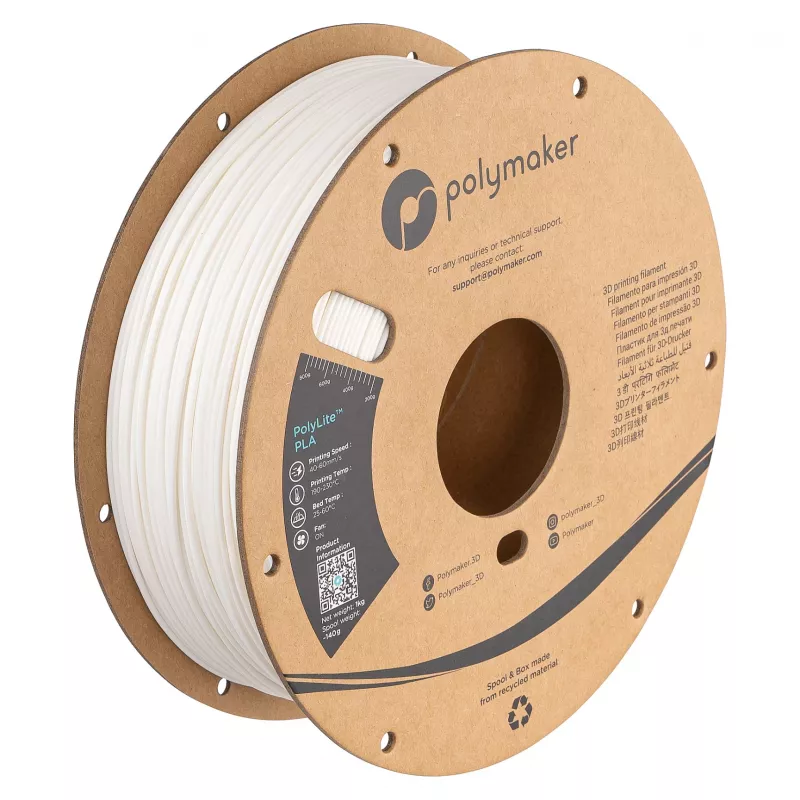 Materiał do druku 3D Polylactic acid PLA Biały 3 kg Polymaker PA02036