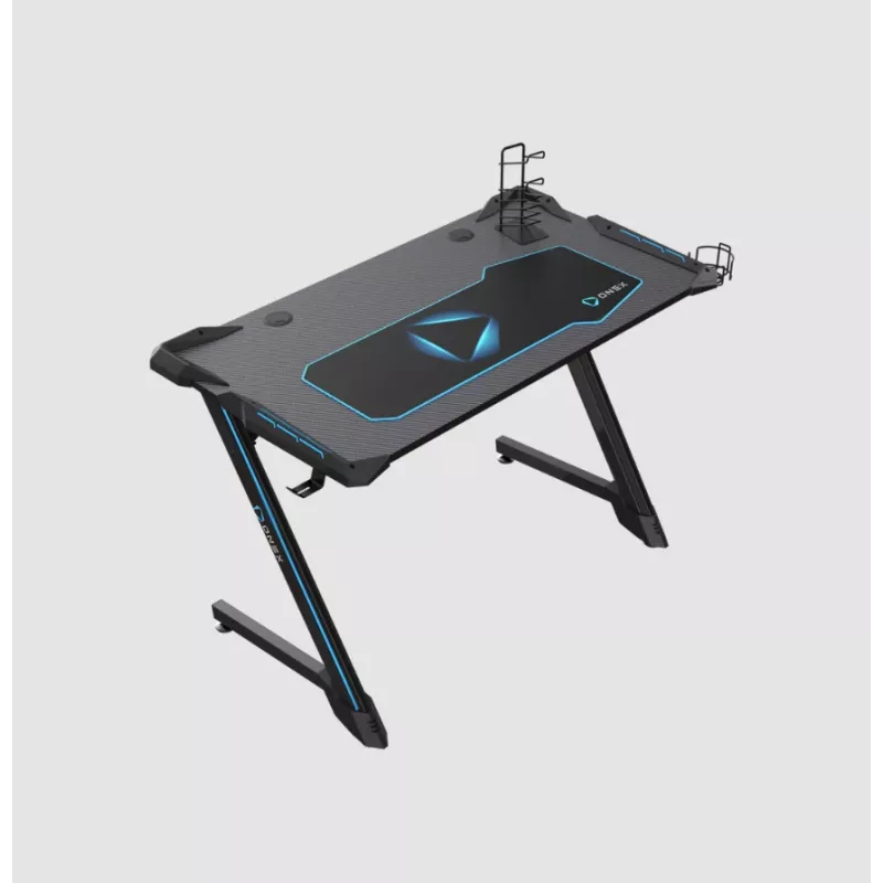 Onex | Biurko gamingowe RGB z uchwytem na kubek, hakiem na słuchawki, uchwytem na gamepad, 114 cm (szer.) | GD1200Z | czarne