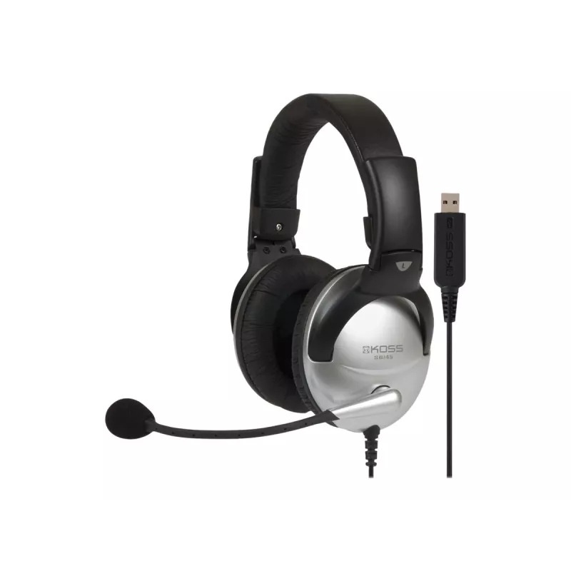 Słuchawki Koss SB45 USB, przewodowe, nauszne, biuro/centrum obsługi, czarno-srebrne