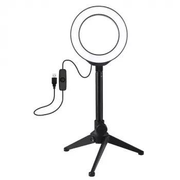Pierścieniowe światło LED 12 cm ze statywem stołowym do 21,8 cm, USB