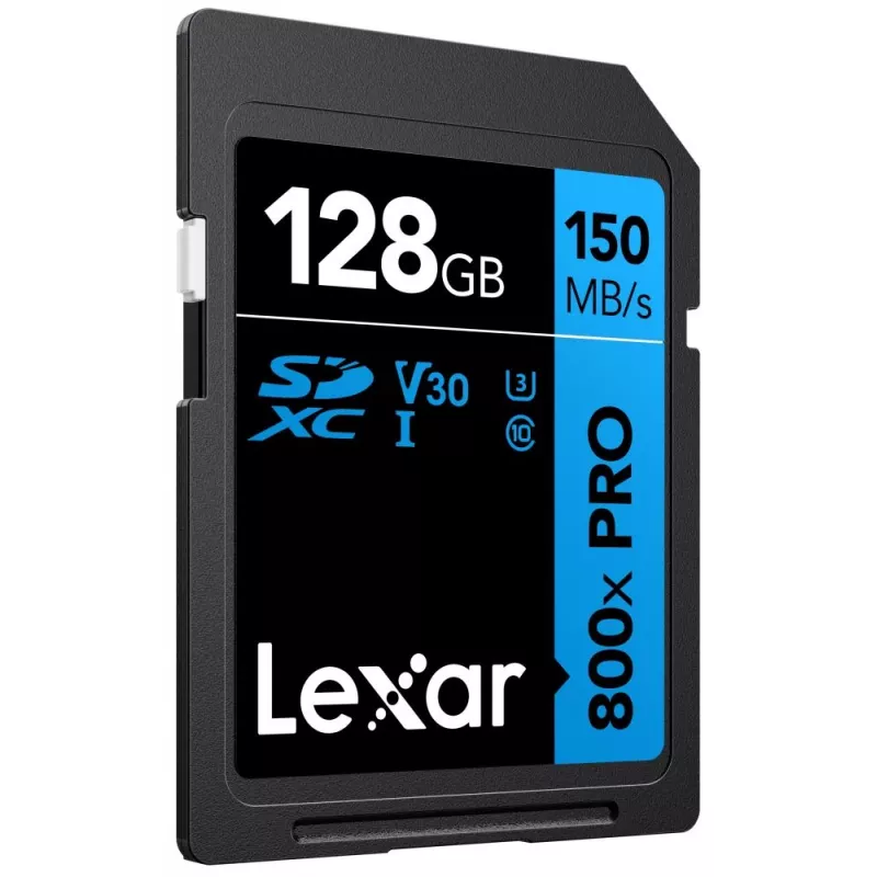 Karta pamięci SDXC Lexar 128GB UHS-I 800xPRO Class 10 U3 V30 — 150 MB/s odczyt, 45 MB/s zapis, czarna
