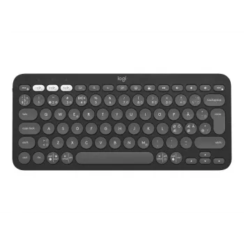 Logitech Pebble Keys 2 K380s - Klawiatura - Bezprzewodowa - Bluetooth LE - QWERTY - Układ nordycki (duński/fiński/norweski/szwedzki) - tonal graphite (920-011879)