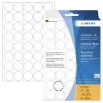 HERMA - etykiety samoprzylepne trwałe - Białe - 19 mm Okrągłe 1280 etykiet (32 arkusze x 40) (2250)