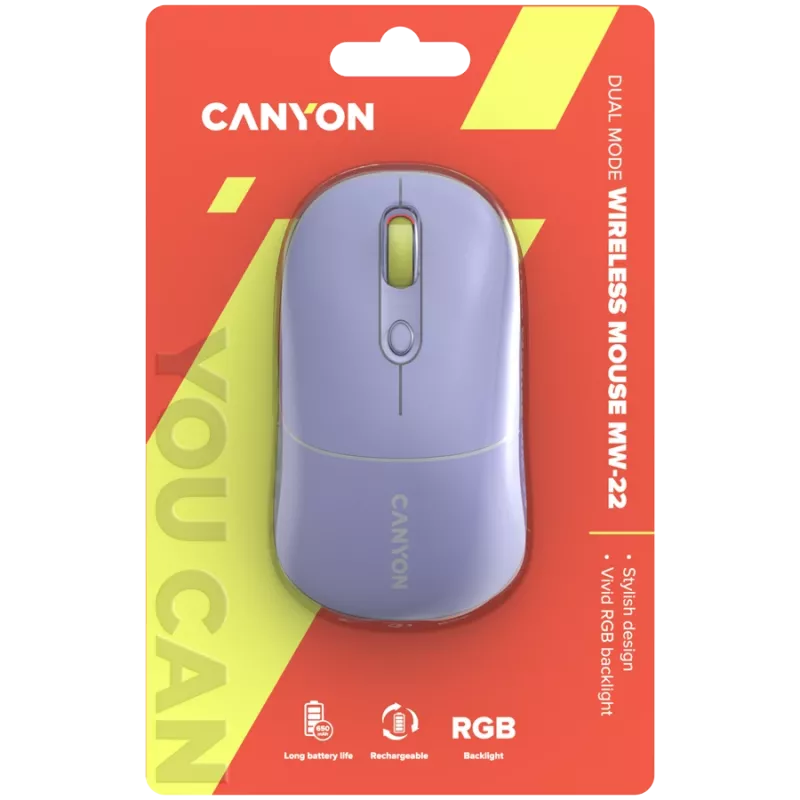 Mysz CANYON MW-22 2w1 BT/Bezprzewodowa Lawendowa
