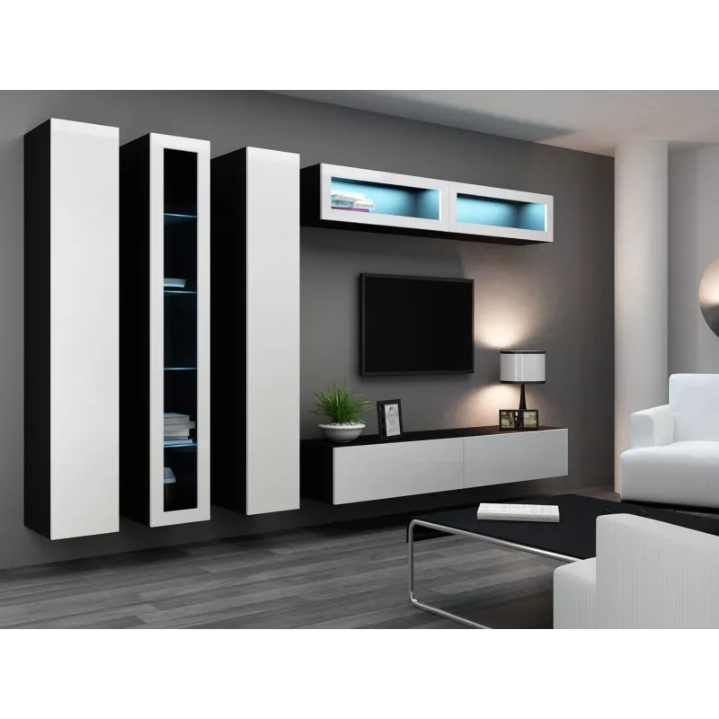 Cama pełna Szafka VIGO '180' 180/40/30 biały/czarny połysk