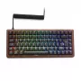 Mechaniczna klawiatura gamingowa Sharkoon SKILLER SGK50 S3 Wood PBT — układ FR, przełączniki Gateron G Pro 3.0 żółty, drewniana podkładka pod nadgarstki