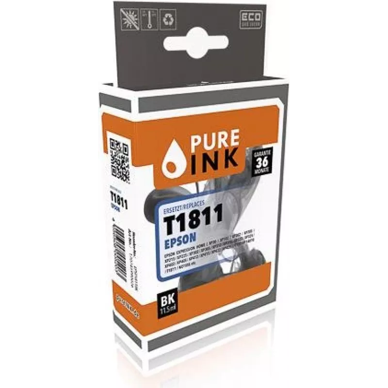 PURE INK EPST1811BK PI EPSON T1811 XP Tinte black HC rebuilt 470Seiten Chip 11,5ml (EPST1811BK) - Kompatibel - Schwarz