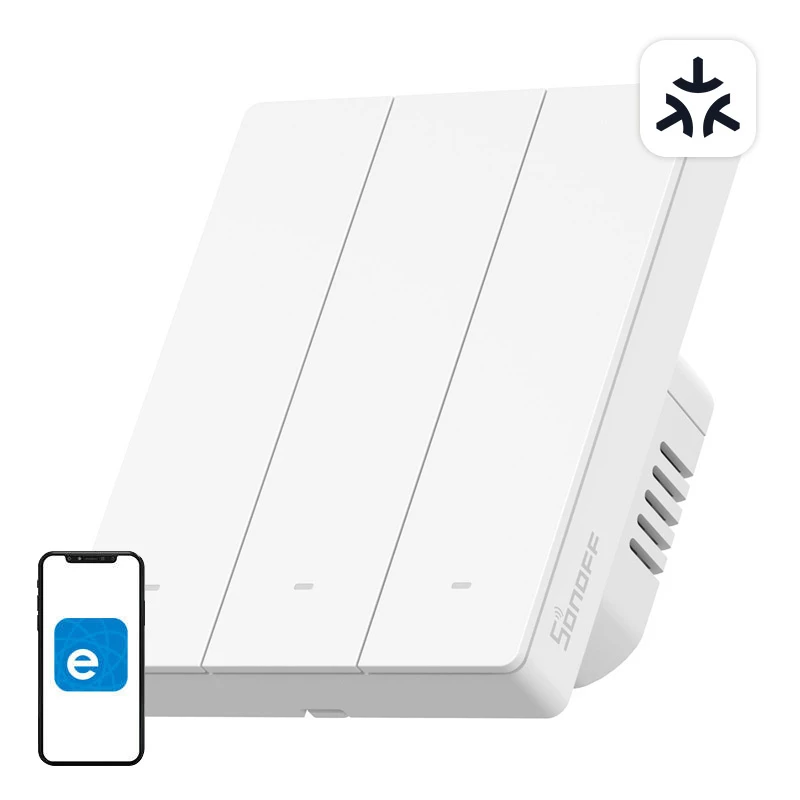 Inteligentny przełącznik ścienny WiFi Sonoff M5-3C-80W 3-kanałowy do ramki