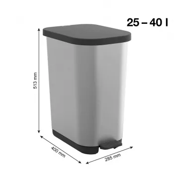 ROTHO Ribo srebrny - kosz pedałowy – 35 l