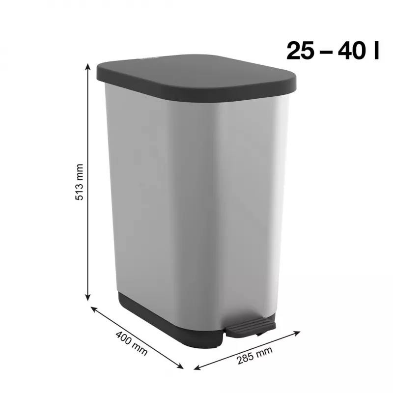 ROTHO Ribo srebrny - kosz pedałowy – 35 l