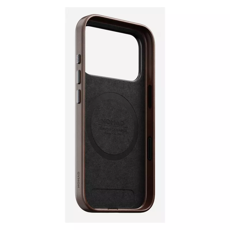 Pokrowiec na telefon Nomad Traditional Leather etui do iPhone 17 Pro, skóra mikrofibra, pasuje do 6,3 cala (16 cm), brązowy