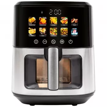 Frytkownica beztłuszczowa ProfiCook PC-FR 1286 H — 6,5 l, 1700 W, front ze stali nierdzewnej, czarna