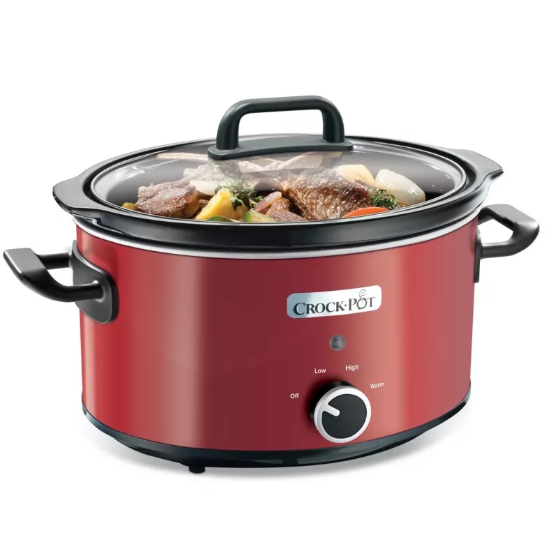 Slow Cooker Crock-Pot SCV400RD 3.5 L ceramiczna wyjmowana misa, szklana pokrywka, 2 poziomy temperatury