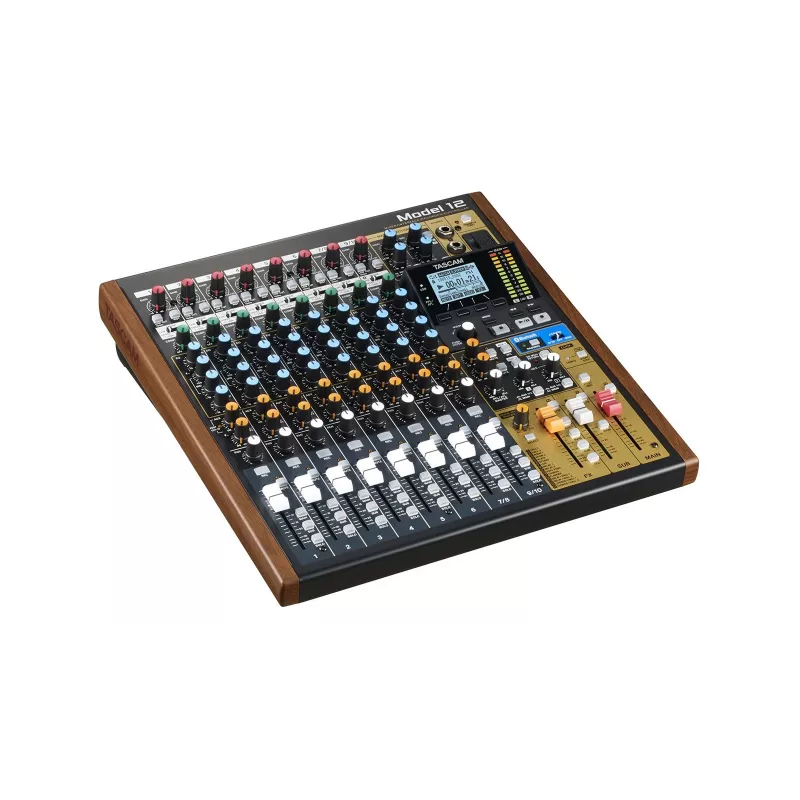 Mikser Tascam Model 12 — 12‑kanałowy mikser analogowo-cyfrowy, 24‑bitowy, 48 kHz, USB‑C, karta SD, Bluetooth 5.0