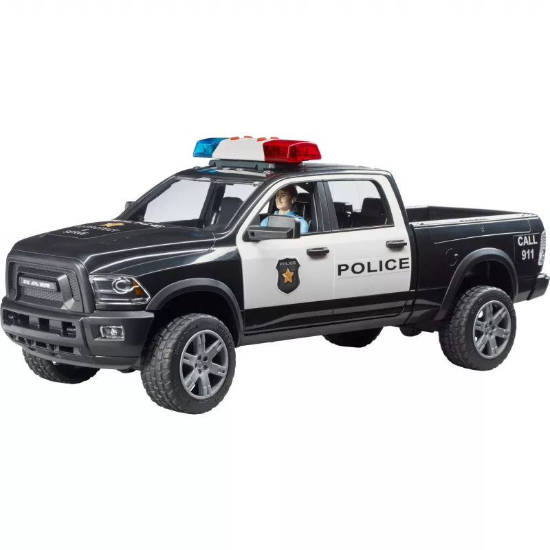 Zabawkowy radiowóz terenowy BRUDER RAM 2500 Police 02505 – model w skali, pojazd do zabawy