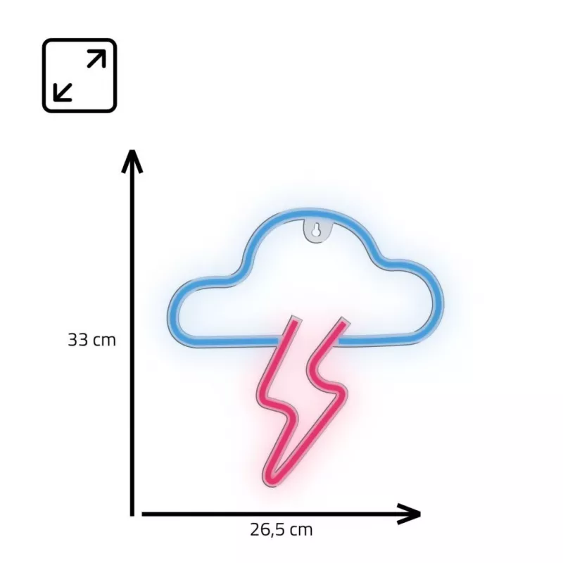 Lampa neonowa MANTA SNL71BL Chmura z błyskawicą niebiesko-różowa – dekoracyjny neon LED
