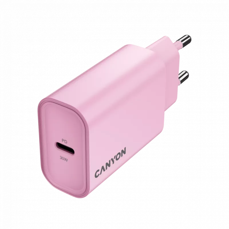 Ładowarka CANYON OnCharge 30CL, maks. 30W, 1xPD, EU, różowa