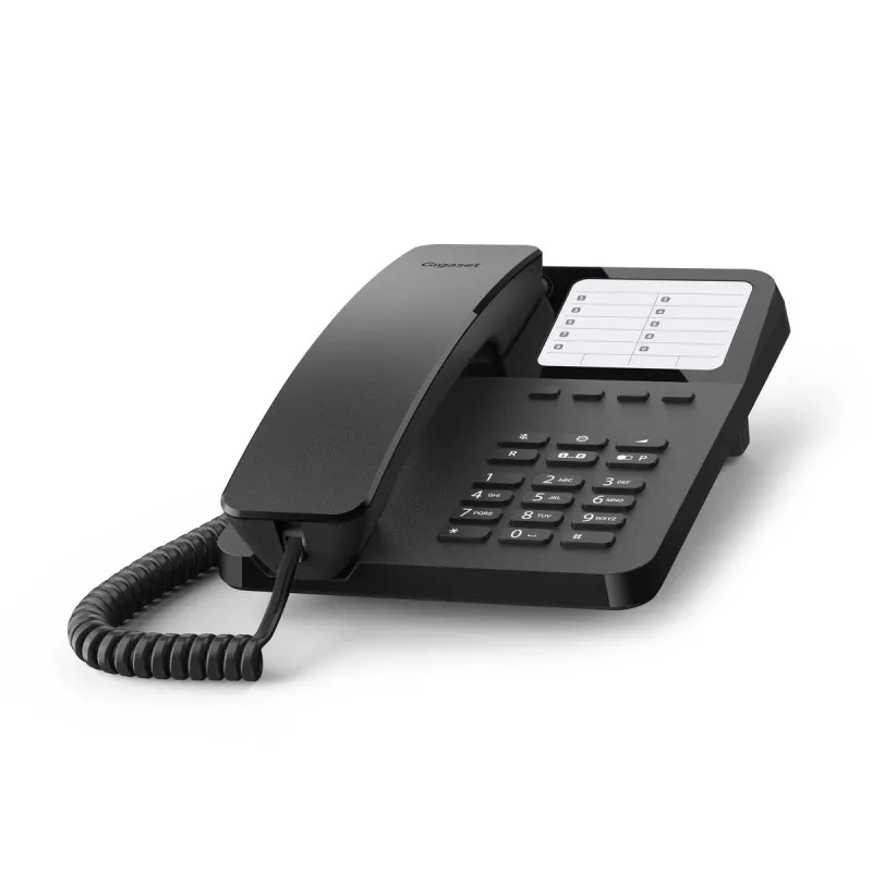 Przewodowy telefon biurkowy Gigaset Desk400 — przewodowy telefon stacjonarny, czarny, model DESK 400