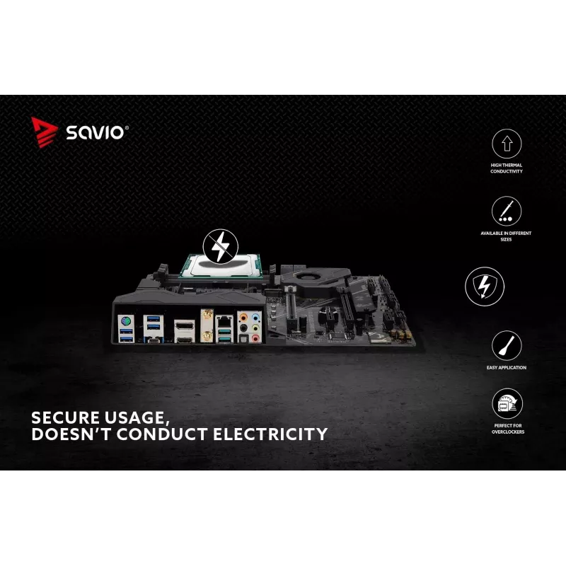 Pasta termoprzewodząca SAVIO TG-03 13,5 W/m·K, 2 g — związek termoprzewodzący