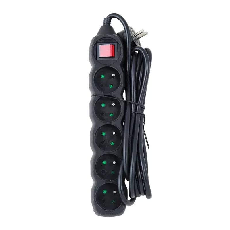 Przedłużacz elektryczny ESPERANZA ELK215K – kabel 3 m, 5 gniazd AC typu E, do użytku wewnętrznego, czarny