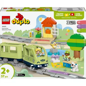 Zestaw kolejowy LEGO DUPLO Interaktywna Kolej Przygód 10427, 57 elementów, 2 figurki DUPLO, dla dzieci od 2 lat