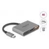 DeLOCK 61071 adapter kabla wideo 0,1 m USB Type-C USB Type-C USB Type-A HDMI Szary