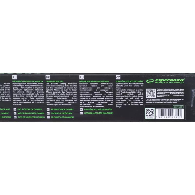 Podkładka pod mysz Esperanza EGP101G Gaming mysz Pad Czarna