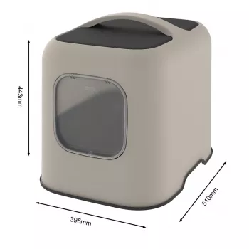 Kuweta kryta Rotho BIALA Beżowa 395×510×443 mm, plastikowa z łopatką