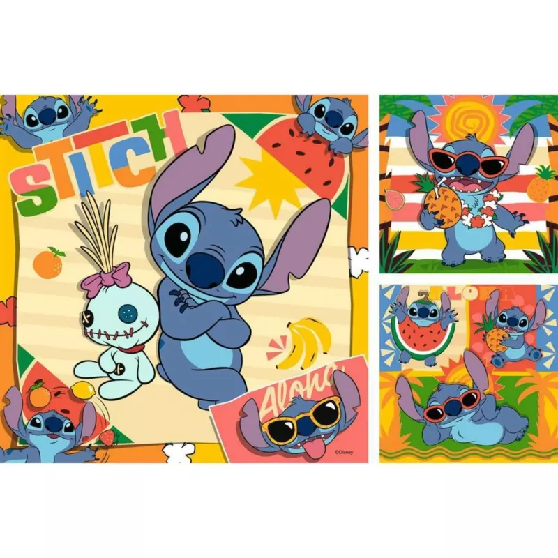 Puzzle dla dzieci Ravensburger Disney Stitch — 3 x 49 elementów, odpowiednie dla dzieci