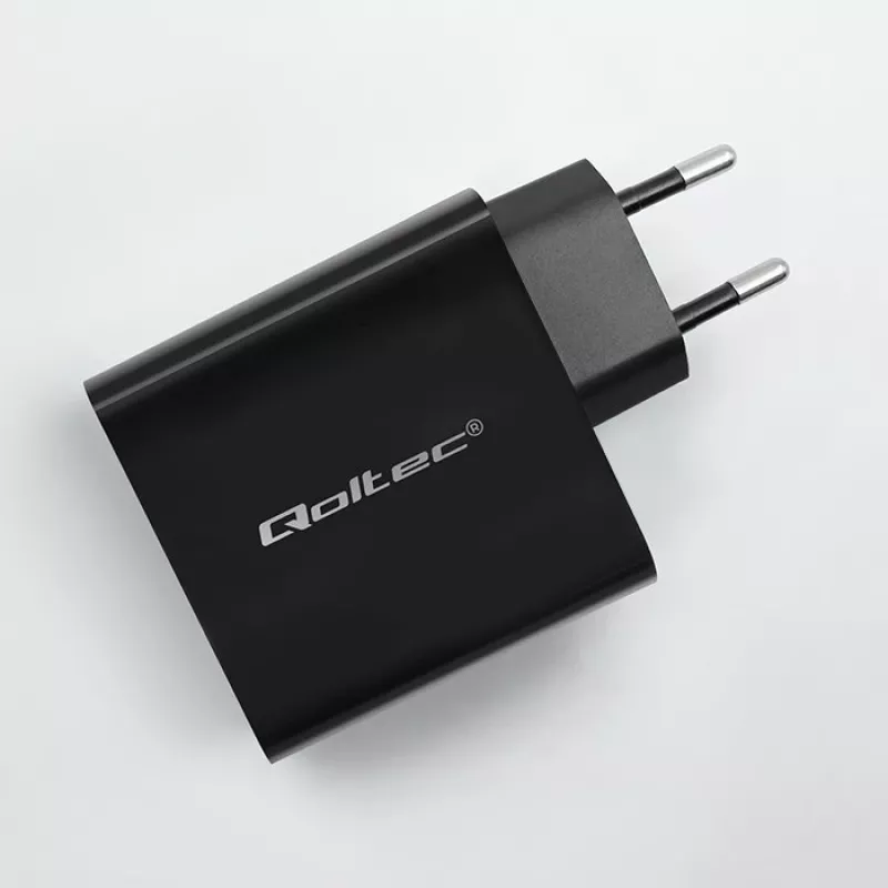 Qoltec 52380 Super Quick PD Charger | 1xUSB-C | 1xUSB | 65W | 5-20V | 1.5-3.25A | Czarny