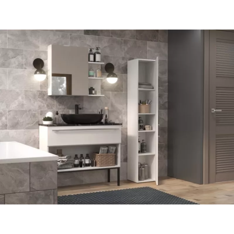 Szafka łazienkowa do przechowywania top e shop NEL II BIEL POŁ — wolnostojąca, 5 półek, 310×300×1740 mm, biała