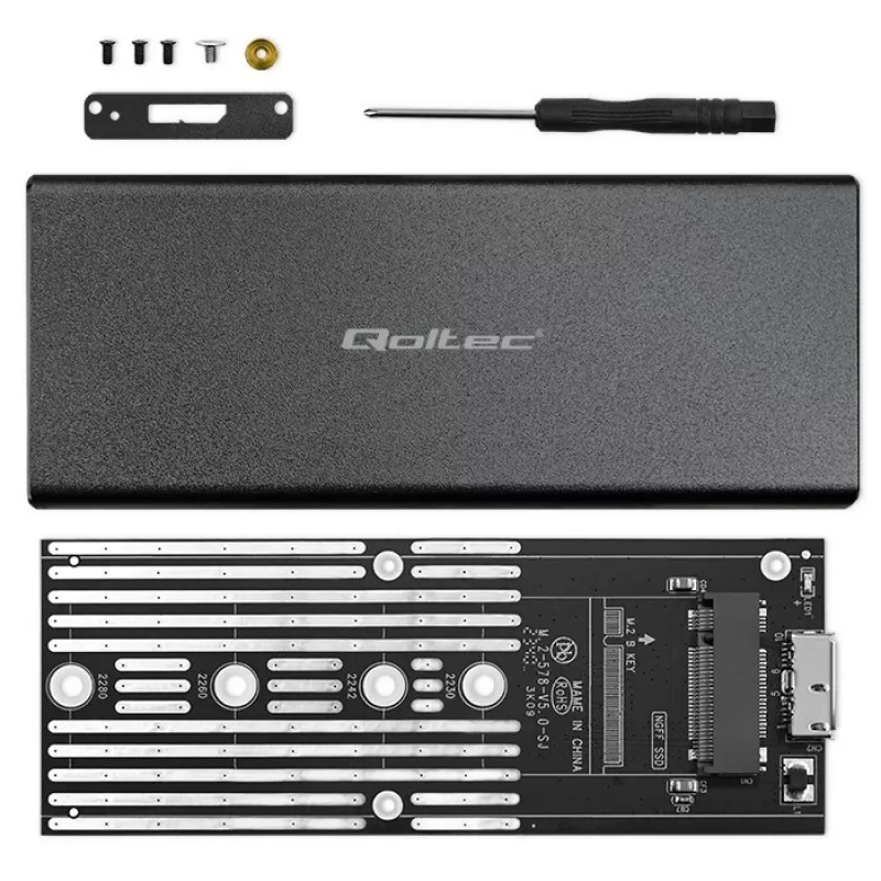 Obudowa zewnętrzna dla dysku SSD M.2 SATA QOLTEC 51854 USB 3.0 bez narzędzi