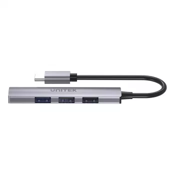 Hub USB-C Unitek H1208B — 1x USB-A 5 Gb/s, 3x USB-A 2.0, host USB-C, obudowa aluminiowa, kabel 0,20 m