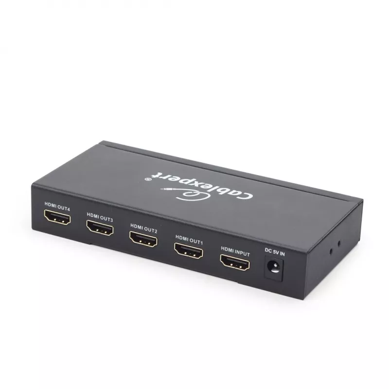 Rozdzielacz wideo HDMI GEMBIRD DSP-4PH4-02 — 4× wyjścia HDMI, HDMI 1.4, 225 MHz, obudowa stalowa, 146×73×24 mm