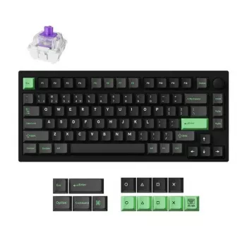 Klawiatura mechaniczna Keychron P1 H-M1Z 75% przewodowa i bezprzewodowa USB, RF, Bluetooth 5.2, podświetlenie RGB, czarna, bateria do 100 h, USB-C