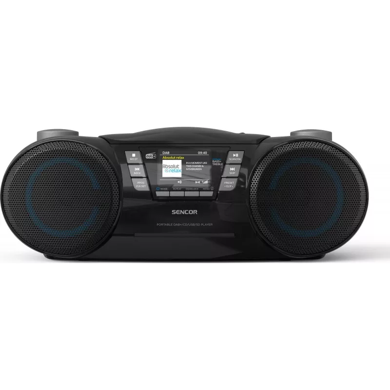 Przenośny odtwarzacz DAB+ CD/MP3/USB/SD Bluetooth SENCOR SPT 6510DB — DAB+, Bluetooth 5.3, 16 W RMS, CD/USB/SD, ekran LCD 2,4 cala