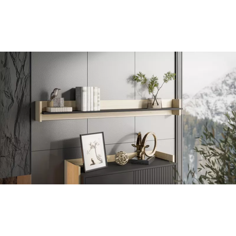 Cama Shelf PORTO 150x18x16.5 dąb/czarny