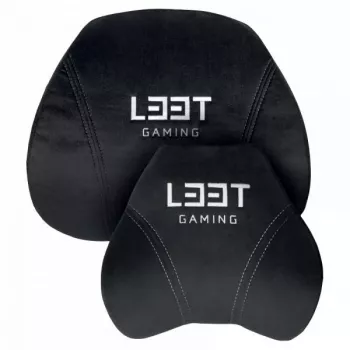L33T Gaming 160382 Luksusowy Zestaw Poduszek do Krzesła Gamingowego, Pianka Memory, Welur, Ultra-miękki, Czarny