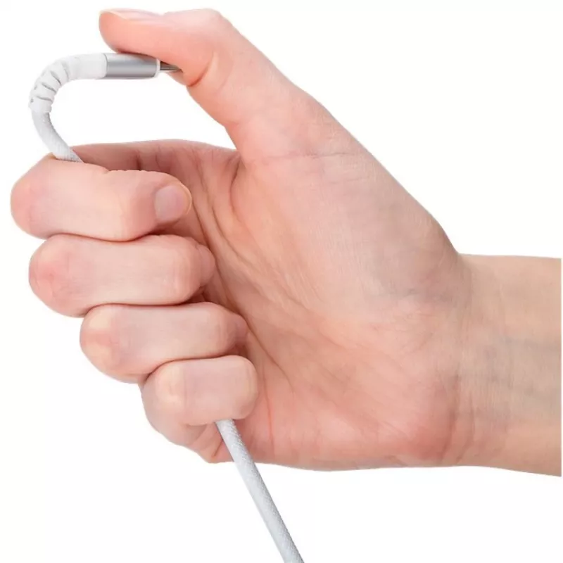 Super-miękki pleciony kabel USB 2.0, wtyk USB-C > wtyk USB-C (biały, 1 metr)