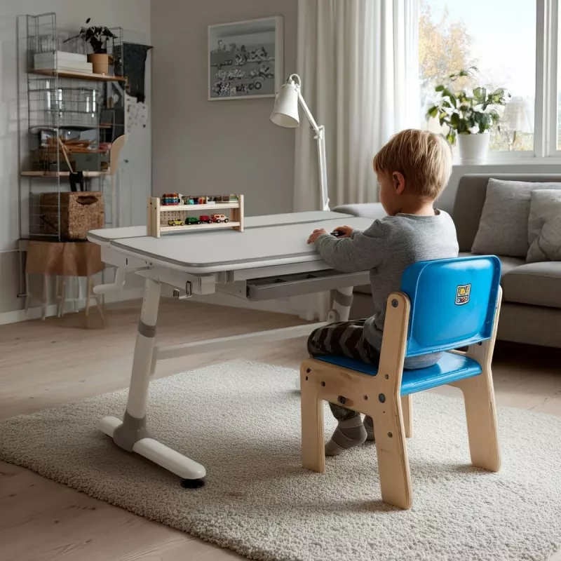 Ergo Office Children's Ergonomic Height Adjustable Desk, szary, max 100kg, ER-417 2cz