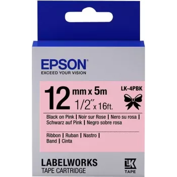 Kaseta z etykietami Epson Wstążka satynowa LK-4PBK Czarny/Różowy 12mm (5m)