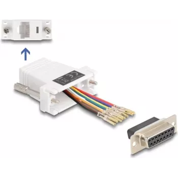 Zestaw montażowy DeLOCK D-Sub 15-pin żeński na RJ45 żeński, biały VGA RJ-45