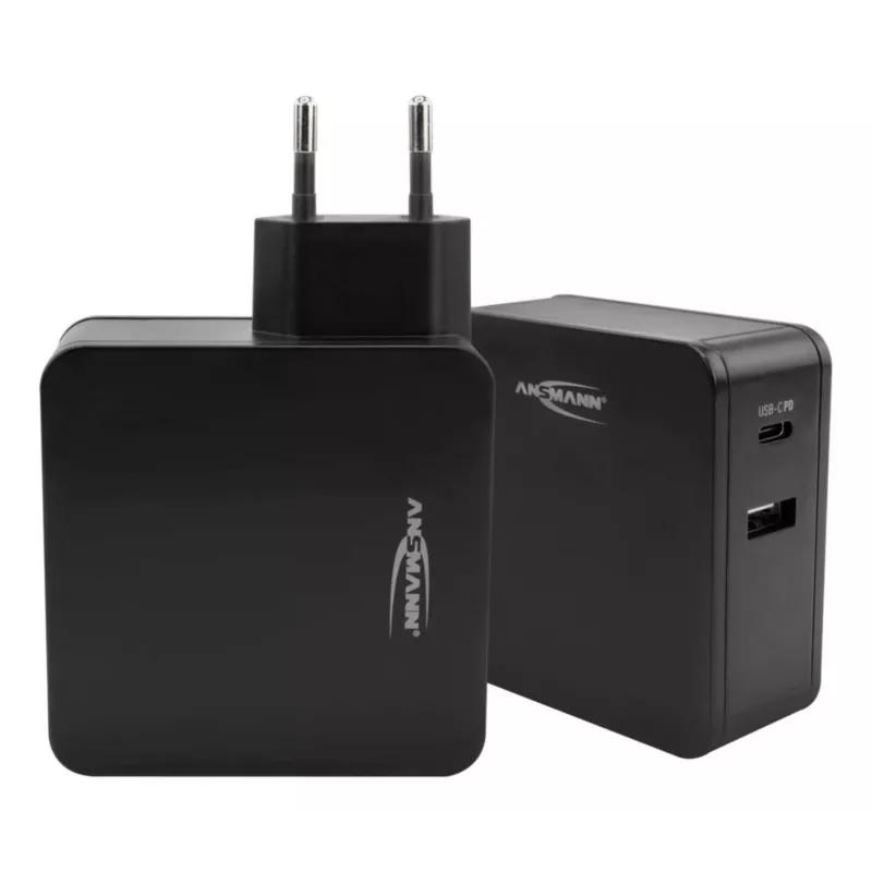 ANSMANN 247PD - Zasilacz - 45 W - 4700 mA - PD, QC 3.0 - 2 porty wyjściowe (USB, USB-C) - Czarny (1001-0095)