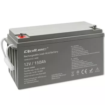 Qoltec 53068 Akumulator AGM | 12V | 150Ah | maks. 2250A